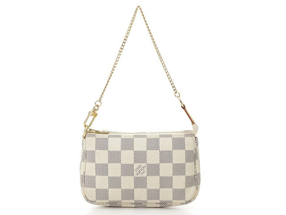 LOUIS VUITTON Bag Pochette Accessoires Pouch Clutch handle Damier Azur White
